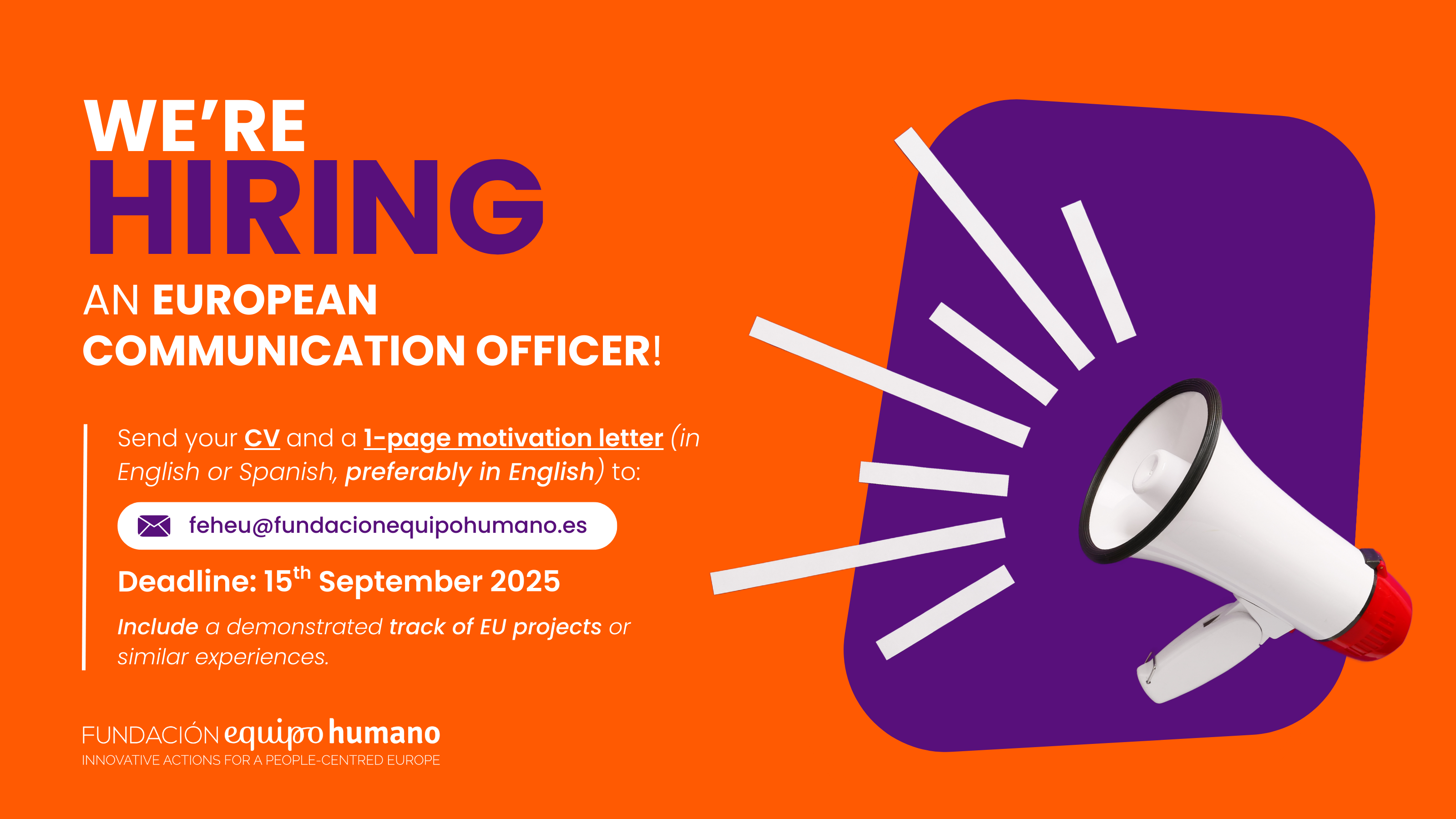 Lee más sobre el artículo We’re hiring an European (EU) Communication Officer!