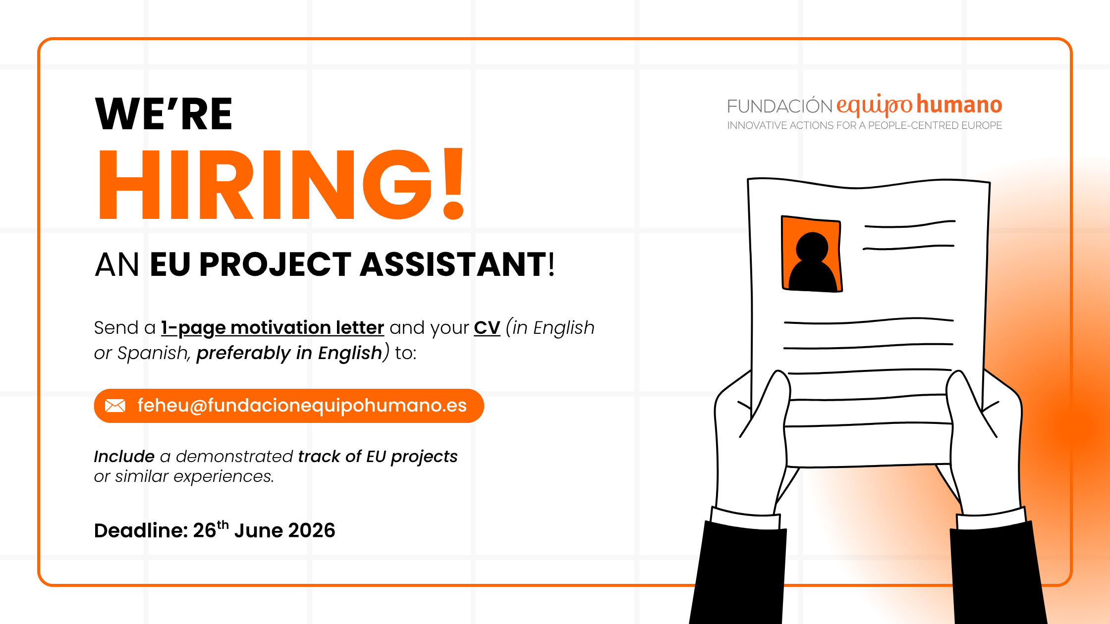 Lee más sobre el artículo EU Project Assistant – Join Fundación Equipo Humano